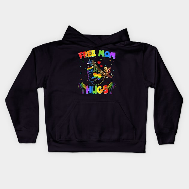 Free Mom Hugs Sloth LGBT Pride Kids Hoodie by Terryeare